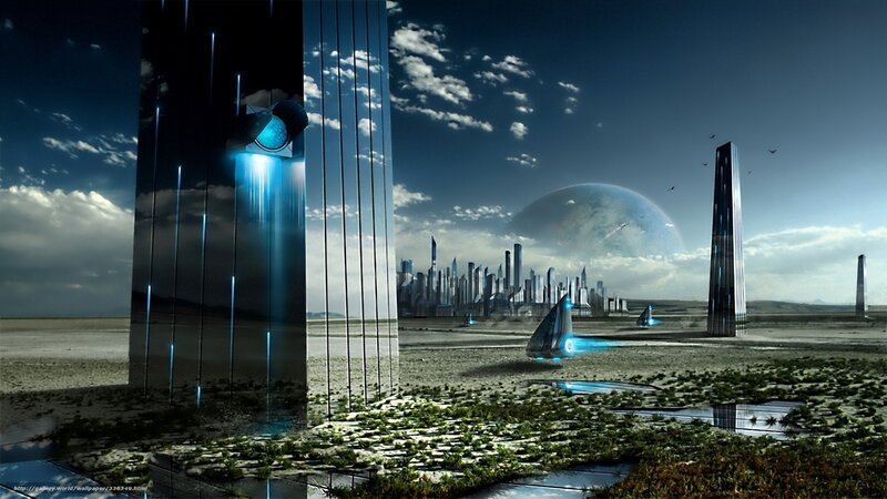Futuristic Alien Landscape — Blue