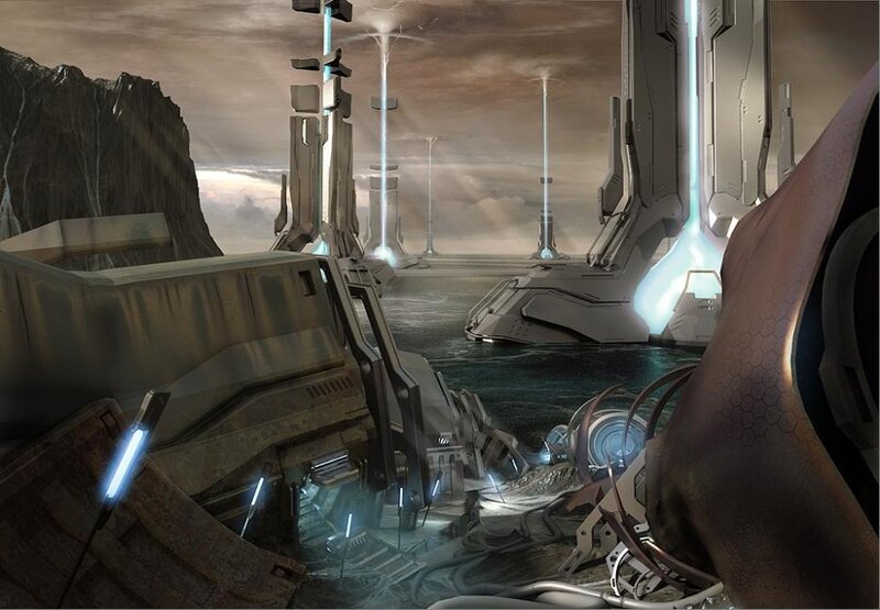 Futuristic Alien Landscape — Gray