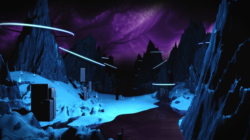 Futuristic Alien Landscape — Purple, Dark
