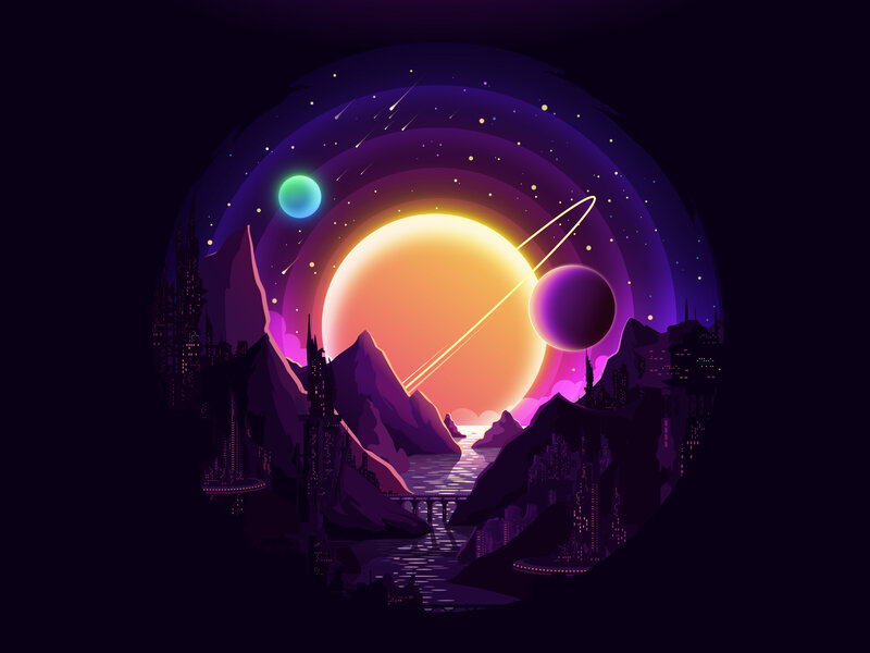 Futuristic Alien Landscape — Purple, Serene