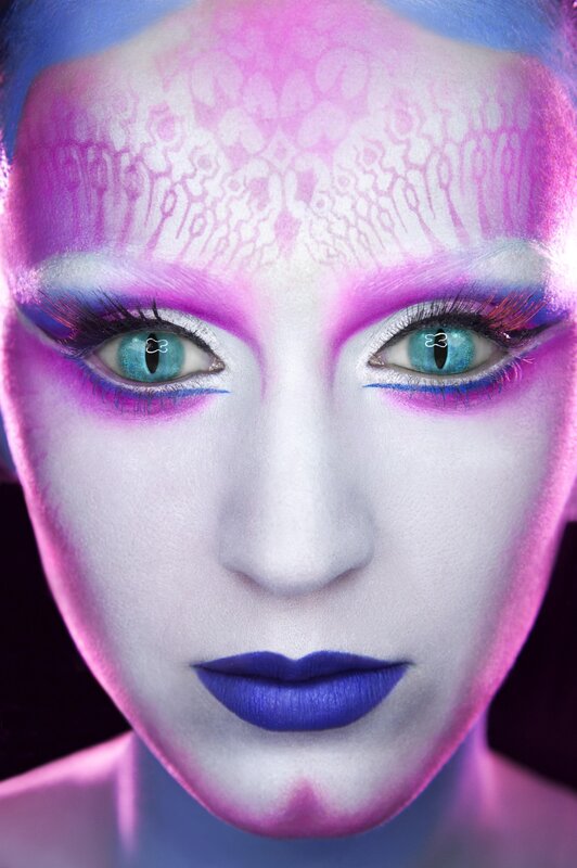 futuristic alien makeup portrait