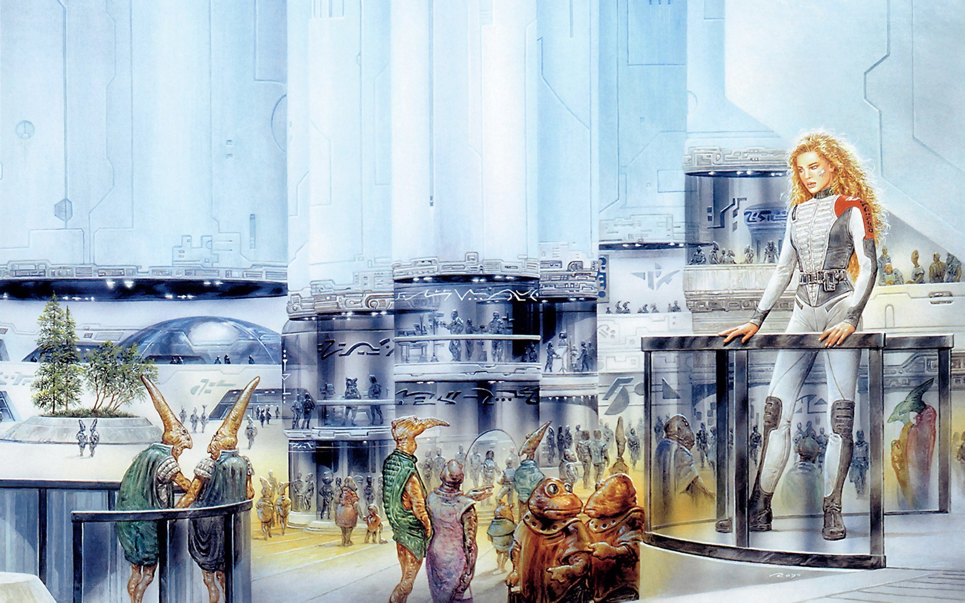 Futuristic alien marketplace