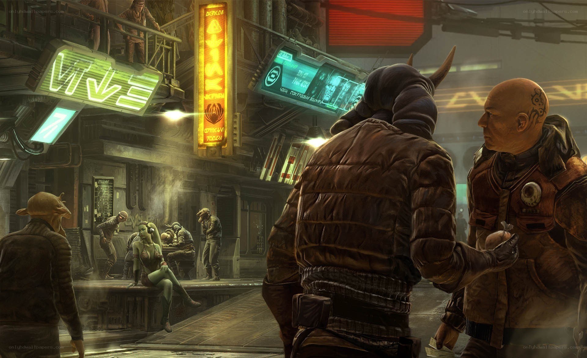 futuristic alien marketplace