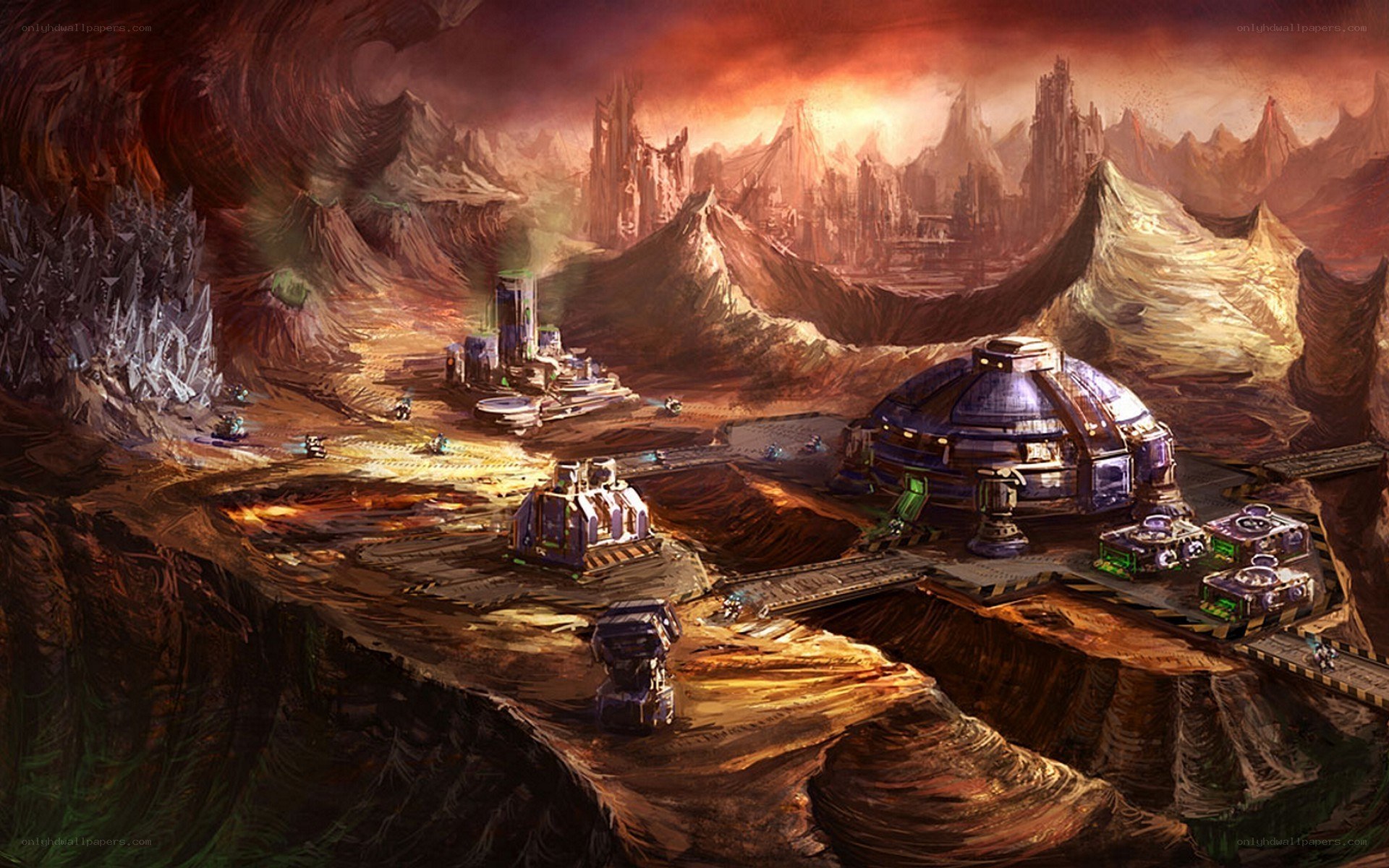Futuristic alien mining colony