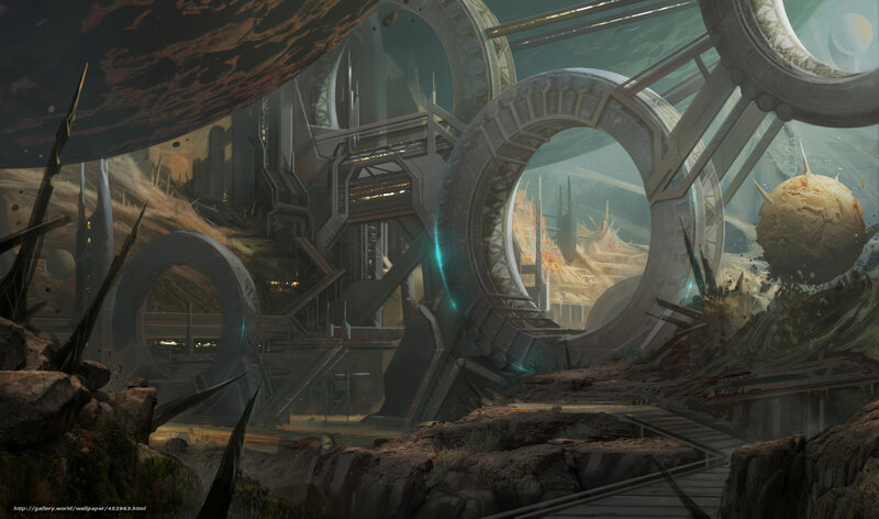 Futuristic Alien Ruins — Gray, Dramatic