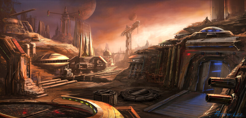 futuristic alien settlement