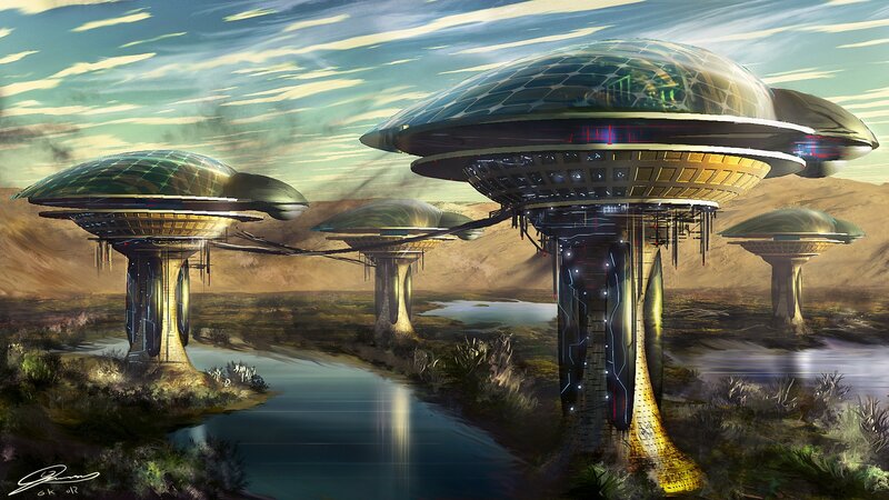 futuristic alien structures