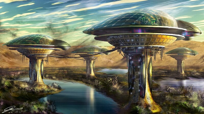 Futuristic Alien Structures — Green
