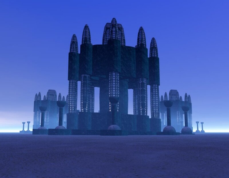futuristic alien temple