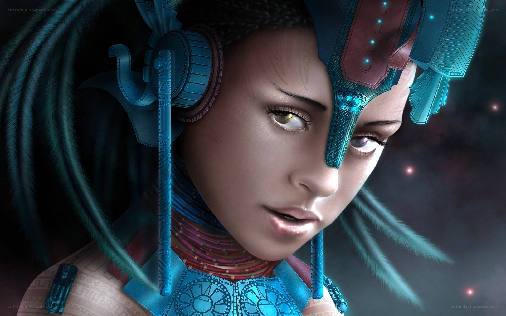 futuristic alien woman portrait