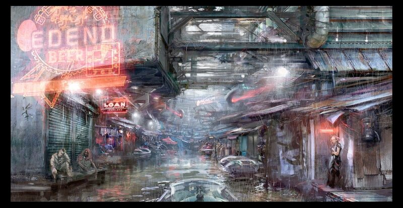 Futuristic Alleyway Scene — Gray