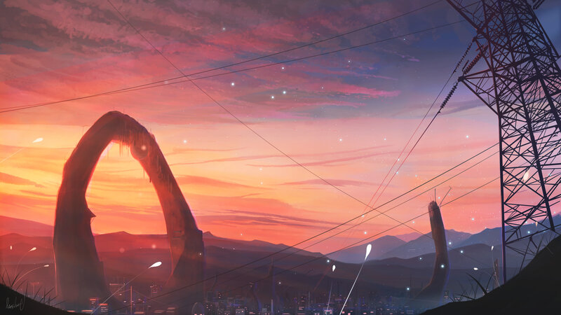 Futuristic Arch Structure — Orange