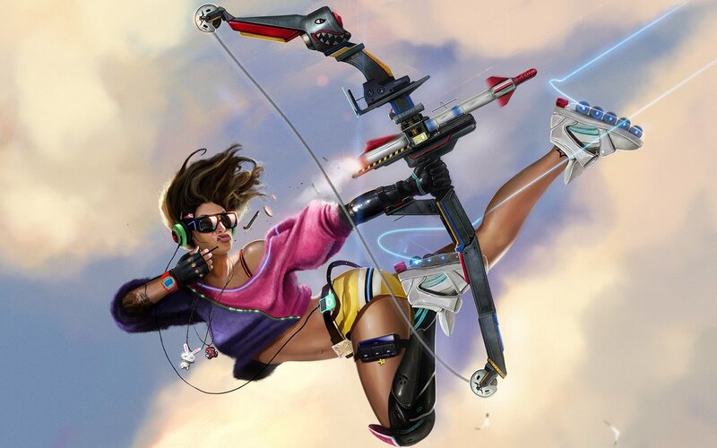 futuristic archer in flight
