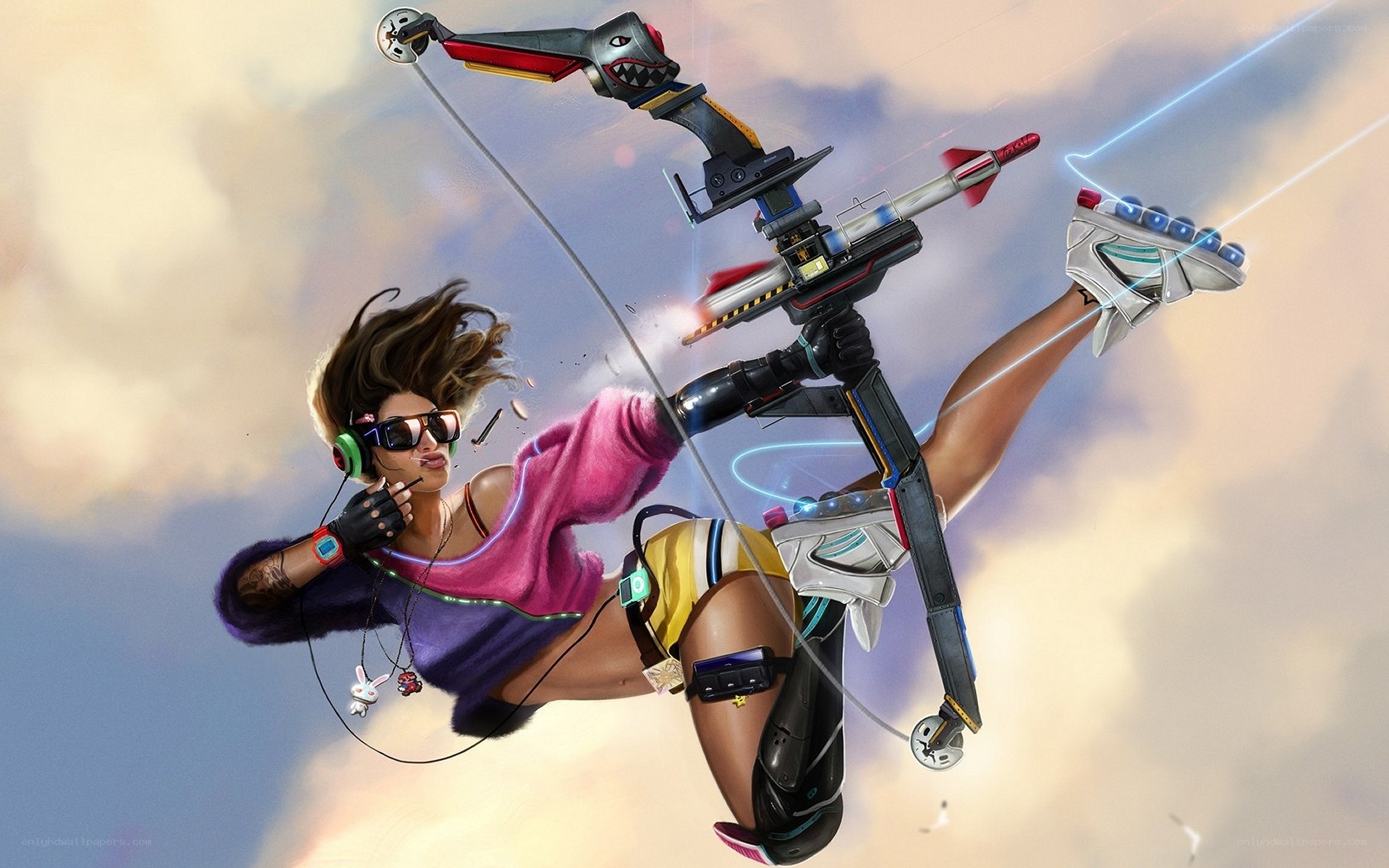 futuristic archer in flight