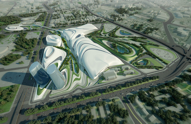 Futuristic architectural complex