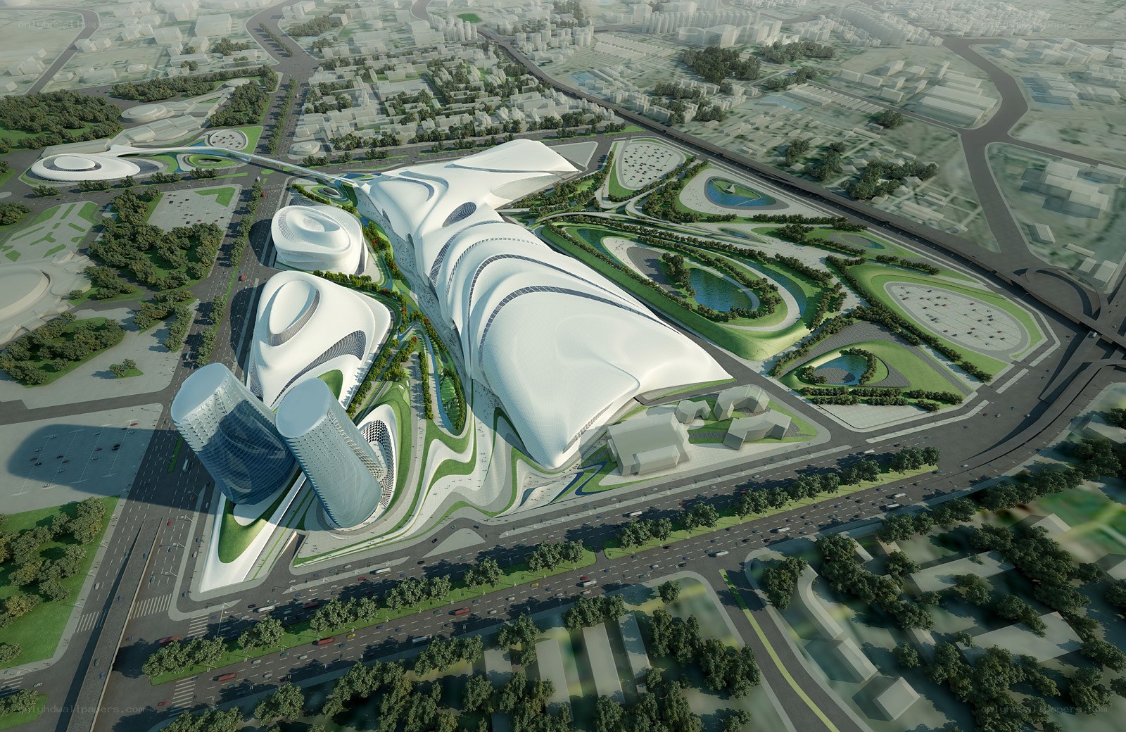 Futuristic architectural complex