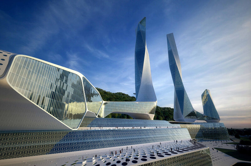 Futuristic Architectural Complex — Blue
