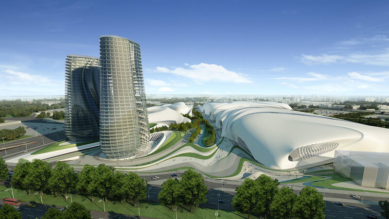 Futuristic architectural complex