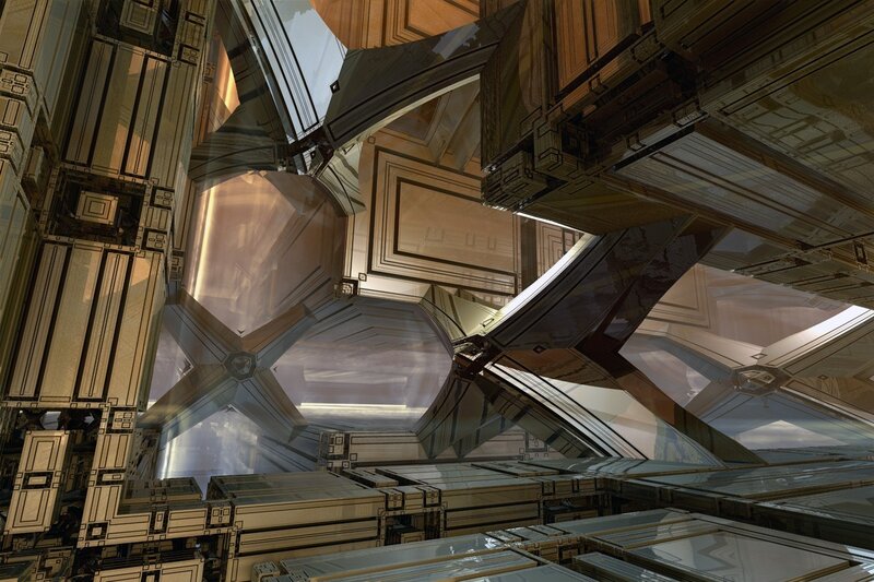 Futuristic Architectural Interior — Brown, Dramatic