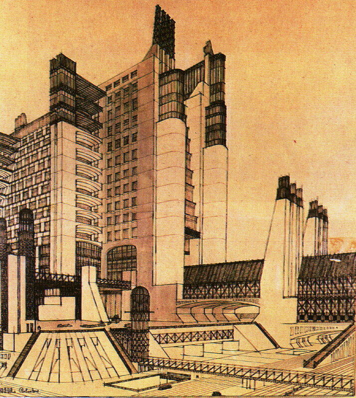 Futuristic architectural sketch