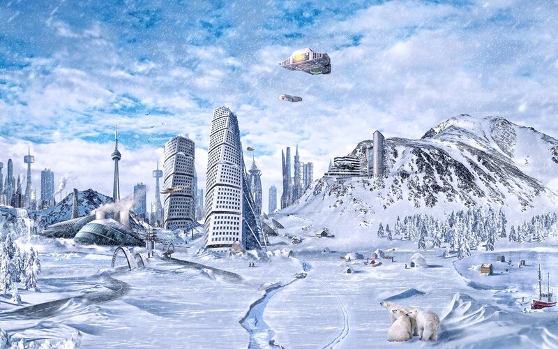 futuristic arctic cityscape