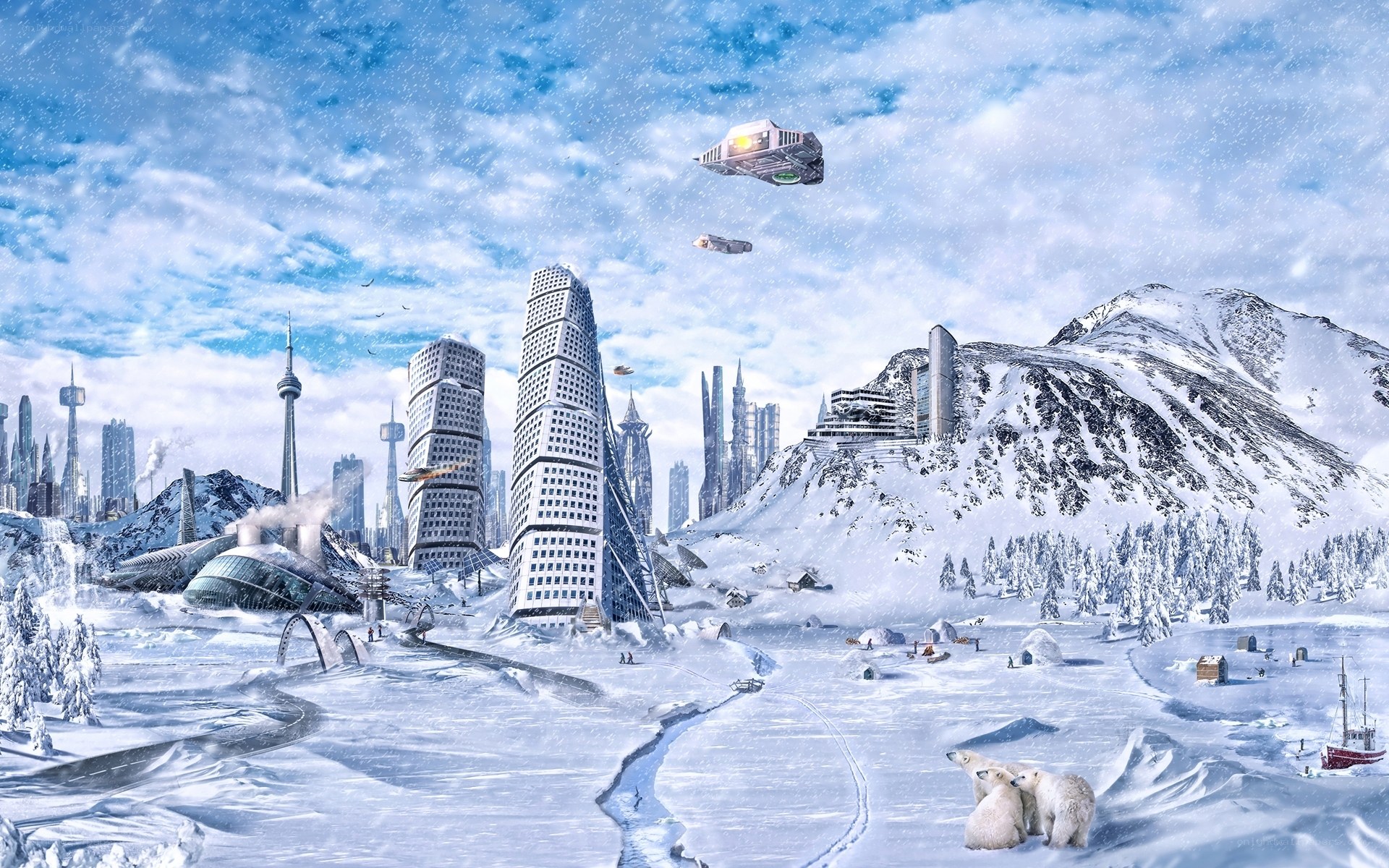 futuristic arctic cityscape