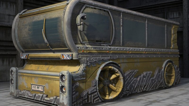 futuristic armored bus