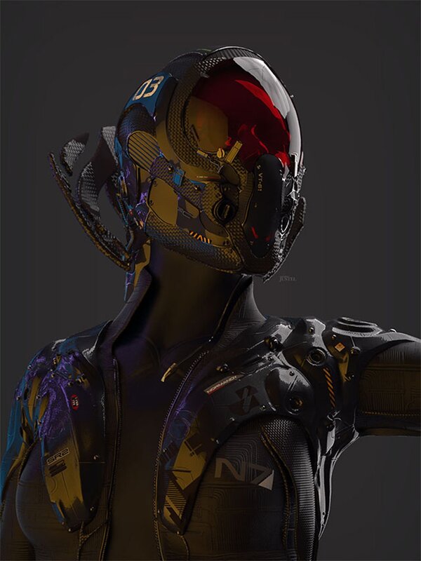 futuristic armored character