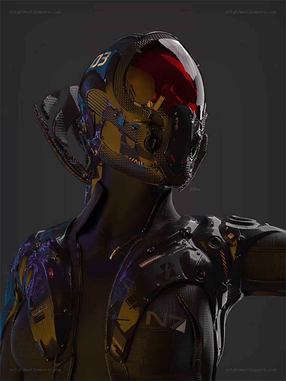 futuristic armored character