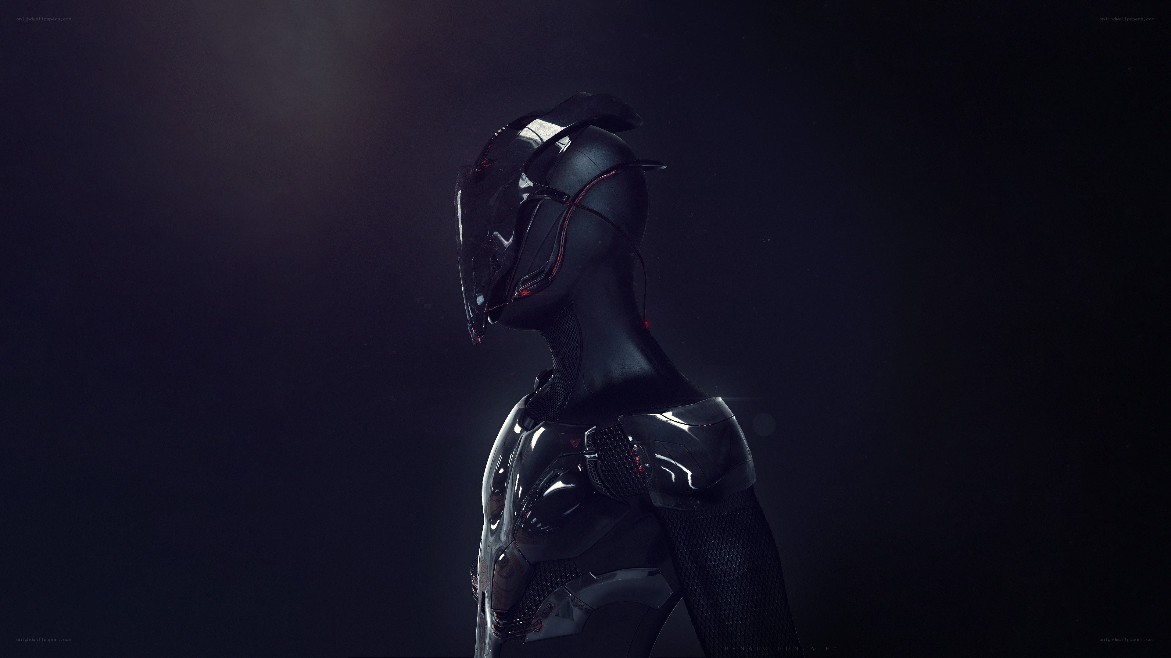 futuristic armored figure