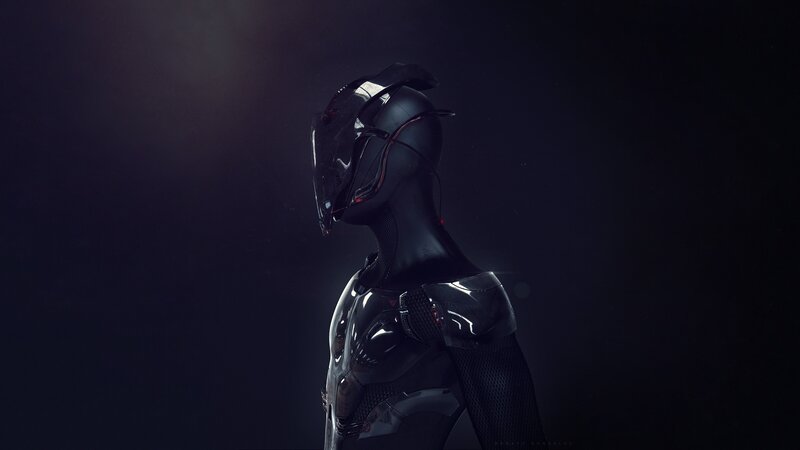 Futuristic Armored Figure — Black