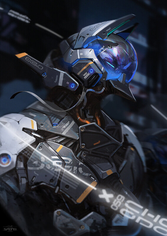 Futuristic Armored Soldier — Gray
