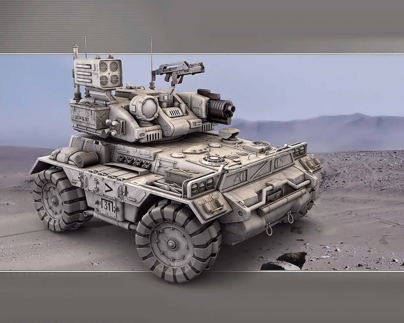 Futuristic Armored Vehicle — Gray, Dramatic, 3d Render