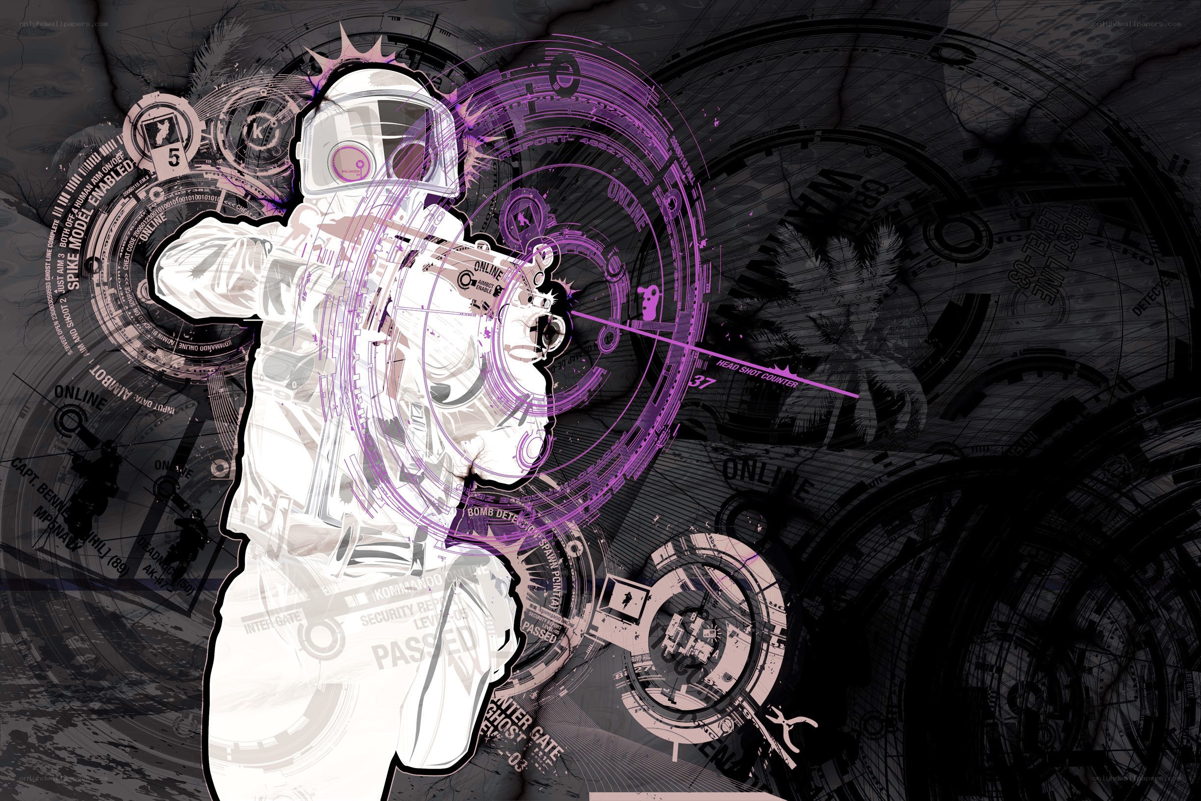 futuristic astronaut with digital interface