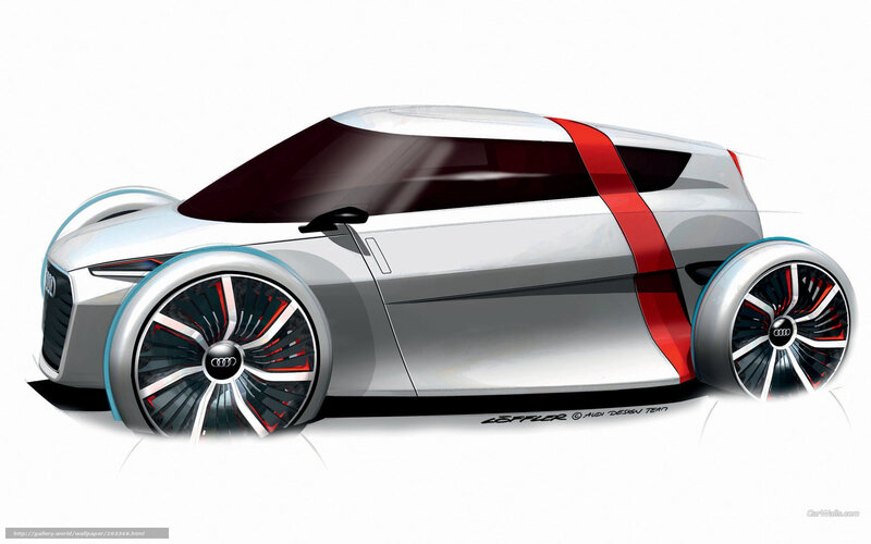 Futuristic Audi Concept Car — Silver, Digital Art