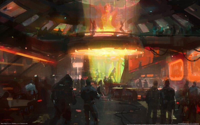 futuristic bar interior