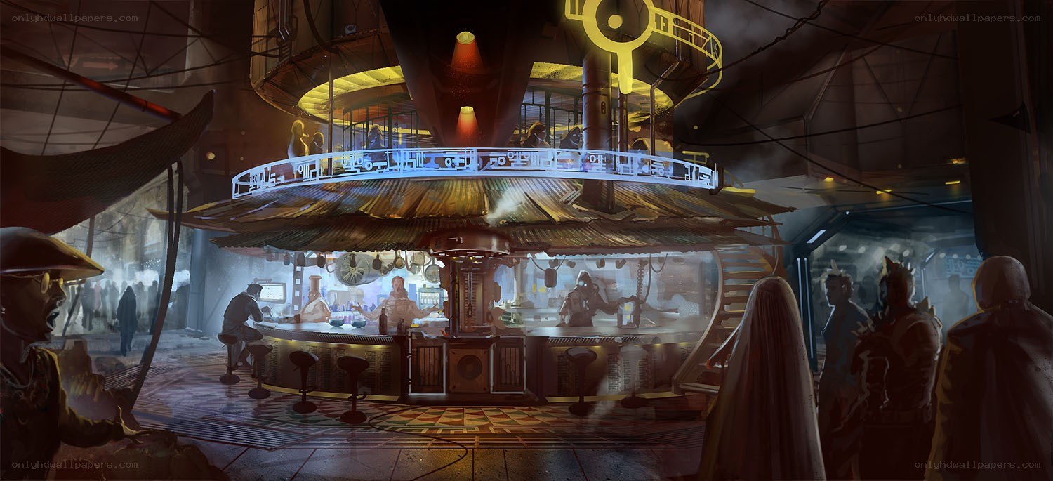 futuristic bar interior