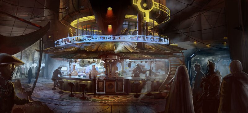 Futuristic Bar Interior — Brown