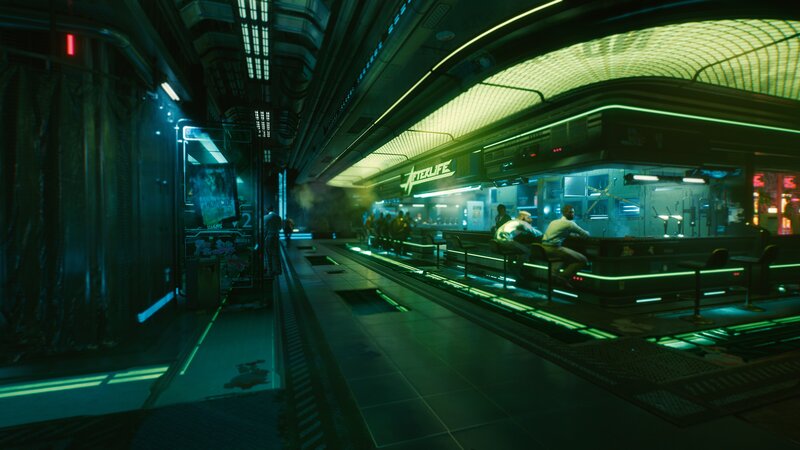 Futuristic Bar Interior — Green