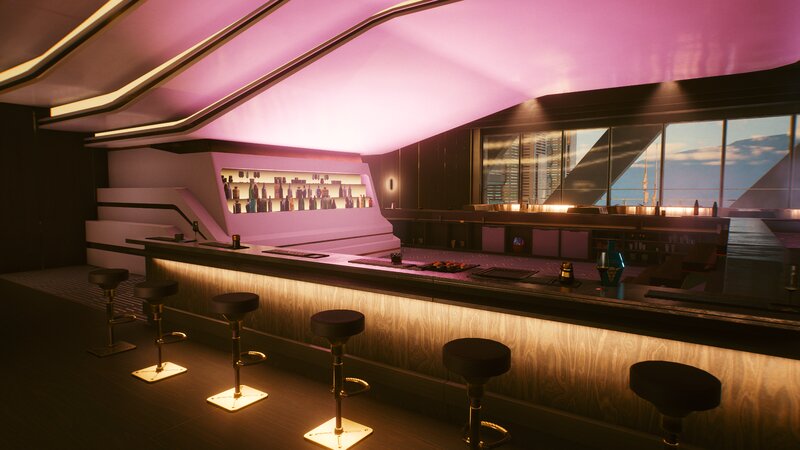 Futuristic Bar Interior — Purple