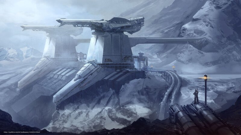 Futuristic Base in Snow — White, Dramatic, Winter, Digital Art