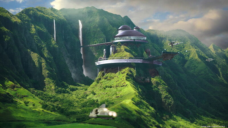 Futuristic base on a lush planet