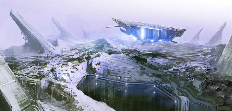 futuristic base on alien planet