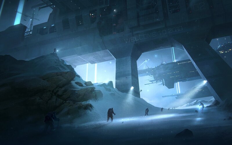 futuristic base on alien planet