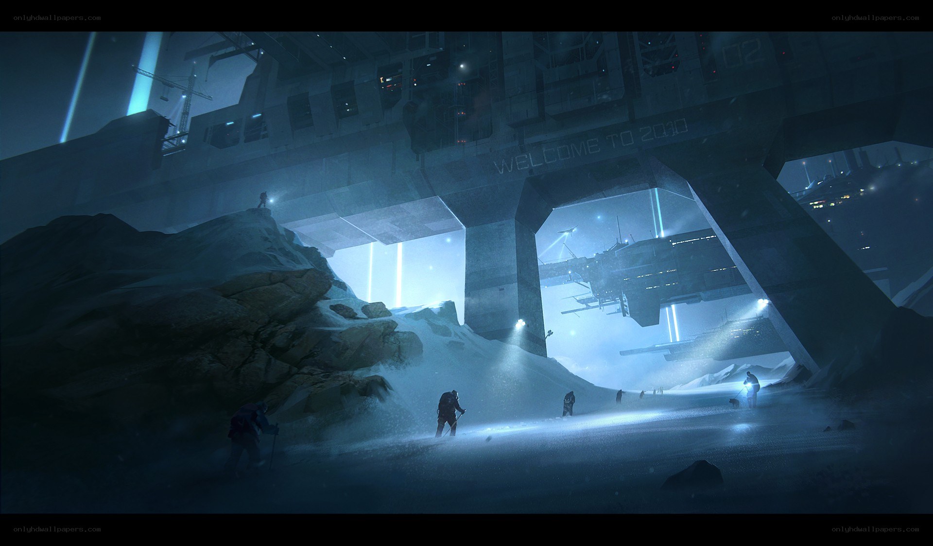 futuristic base on alien planet