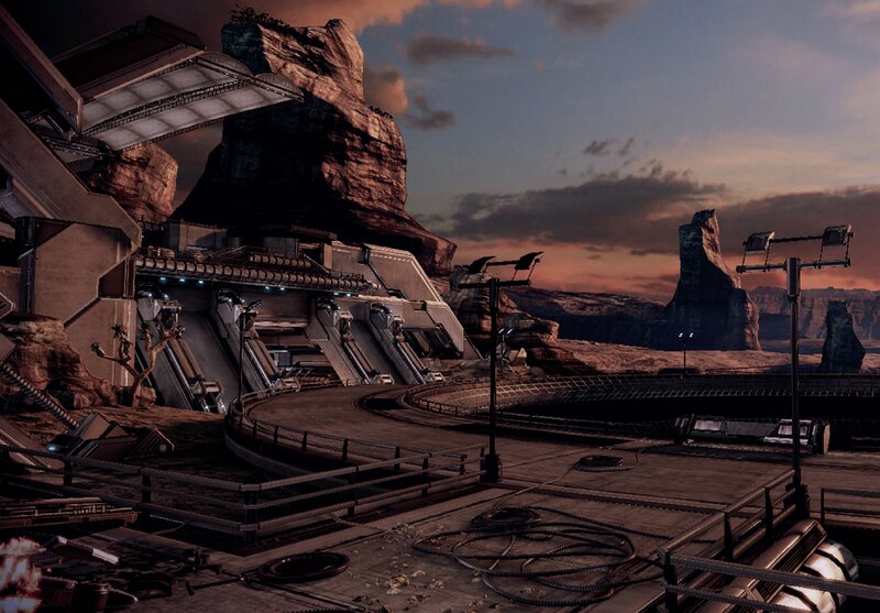 futuristic base on alien planet