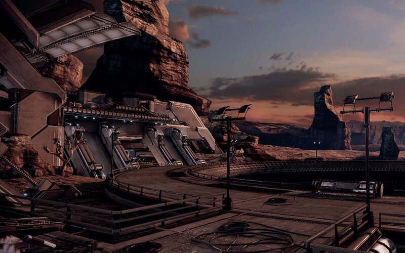 Futuristic Base on Alien Planet — Brown, Dramatic, Sunset