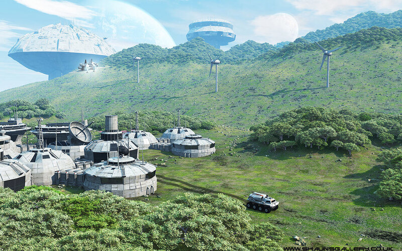 Futuristic Base on Alien Planet — Green