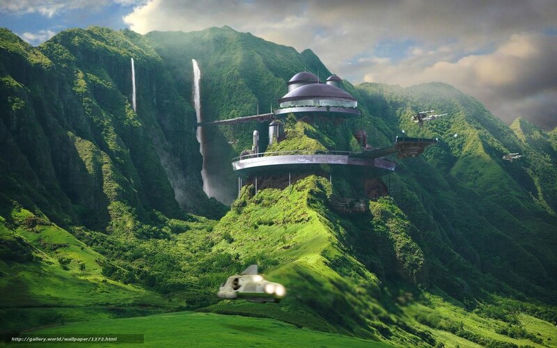 Futuristic base on green planet