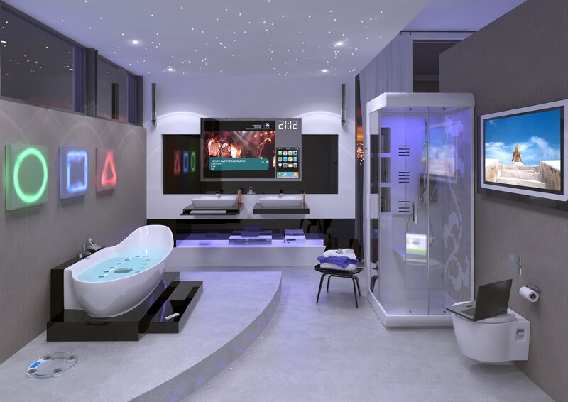 Futuristic Bathroom Interior — White